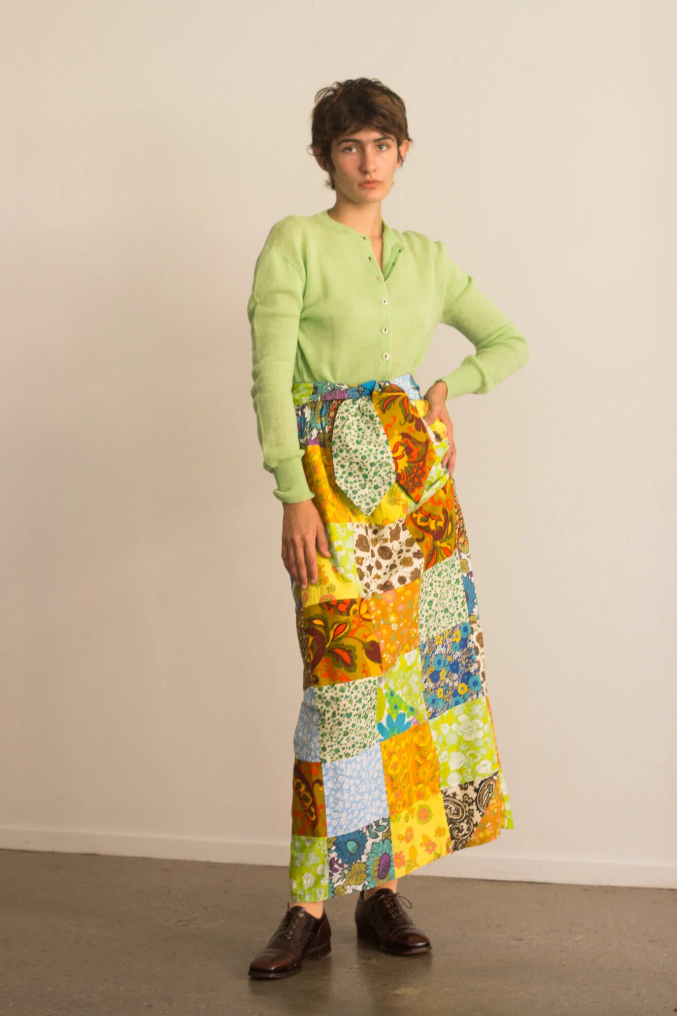 1960s Patchwork Cotton Maxi Skirt with Sash — Wayward Collection